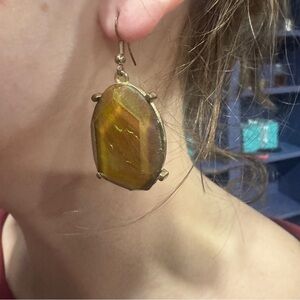 Vintage Iridescent antique gold  Earring 
faux stone